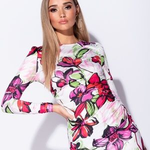 Large Floral Bodycon Mini Dress